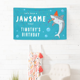 Niedlicher Hai im Kindergeburtstag des Ozeans Part Banner