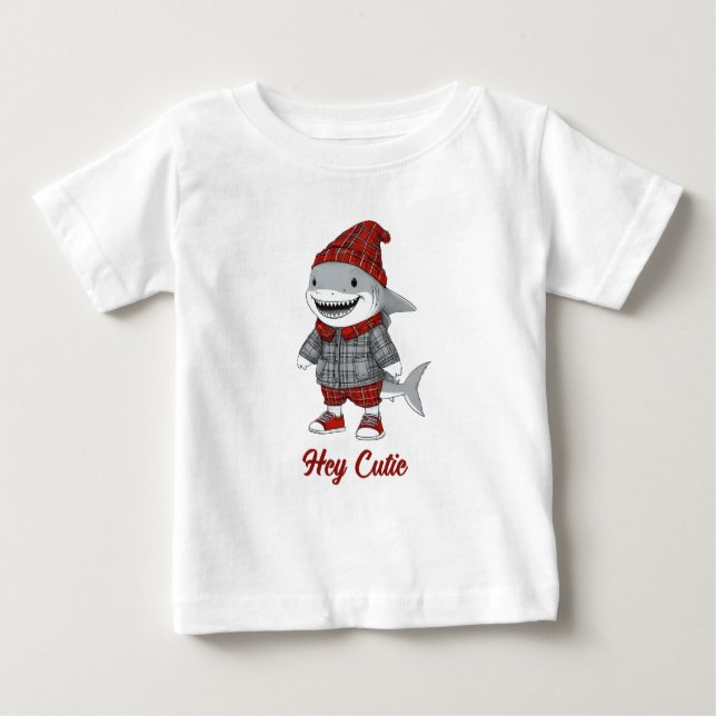 niedlicher Hai in schottischer Verkleidung Baby T-shirt (Vorderseite)