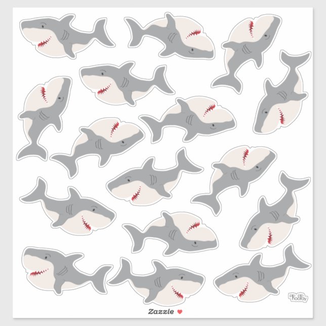 Niedlicher Hai-Köder-Cartoon-Haie-Zeichen Vinyl Aufkleber (Blatt)