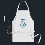 Niedlicher Hai Mama Blau Kochkunst Schürze<br><div class="desc">Niedlicher Hai Mama Blue Cooking Adult Schürze Vergnügen beim Kochen und Backen mit dieser bezaubernden Schürze.  Entworfen mit Mutter Hai jagen kleinere Fische zentriert auf der Vorderseite und "Mama" in marineblau Typografie.  KLICKEN SIE AUF DIE OPTION VORLAGE PERSONALISIEREN,  UND GEBEN SIE IHREN EIGENEN BENUTZERTEXT EIN,  WENN SIE WÜNSCHEN.</div>