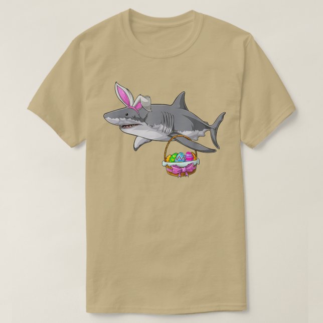 Niedlicher Hai mit Osterkorb und Happy T-Shirt (Design vorne)
