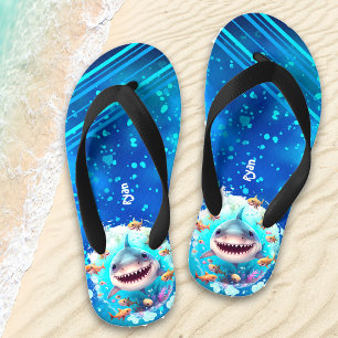 Niedlicher Hai Personalisiert Boys Kinderbadesandalen