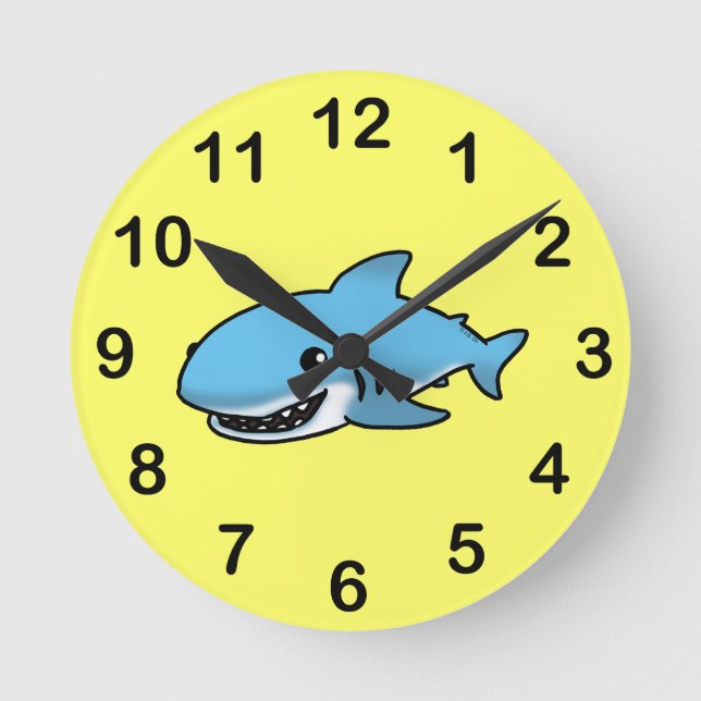 Niedlicher Hai Runde Wanduhr (Vorderseite)