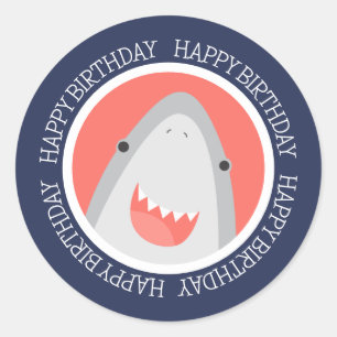 Niedlicher Hai zum Geburtstag Runder Aufkleber