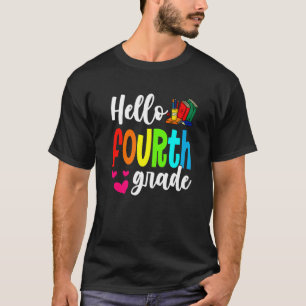 Niedlicher Hallo 4. Klasse zurück zur Schule T-Shirt