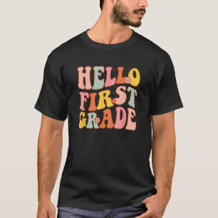 Niedlicher Hallo Erste Klasse Groovy Erster Schult T-Shirt