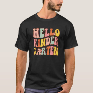 Niedlicher Hallo Kindergarten Groovy Erster Schult T-Shirt