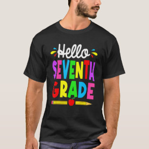 Niedlicher Hallo Siebte Klasse Outfit Glückwunsch T-Shirt