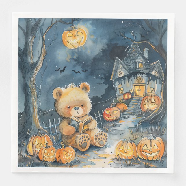 Niedlicher Halloween-Bär für Decoupage-Party Serviette (Vorderseite)
