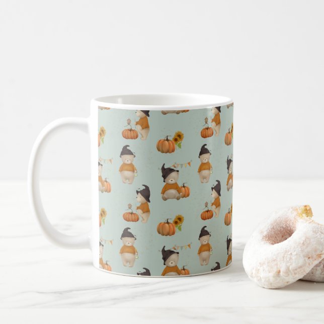 Niedlicher Halloween Bär Kaffeetasse (Mit Donut)