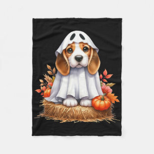 Niedlicher Halloween Beagle Hund als Ghost Hunde B Fleecedecke