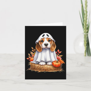 Niedlicher Halloween Beagle Hund als Ghost Hunde B Karte