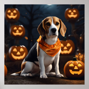 Niedlicher Halloween Beagle Hund Welpe in Costume  Poster