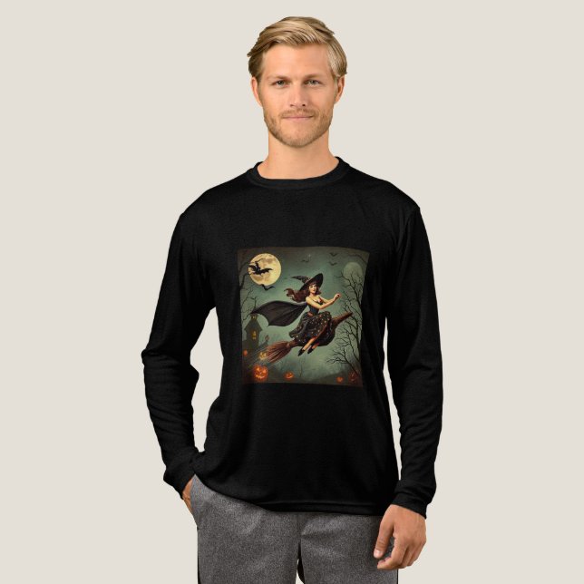 Niedlicher Halloween Black Cat 3D Cartoon Art Tri-Blend Shirt (Volle Vorderseite)