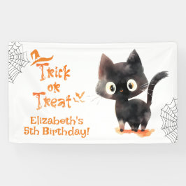 Niedlicher Halloween Black Cat Trick oder Heilgebu Banner