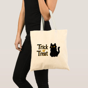 Niedlicher Halloween Black Cat Trick oder Treat Tragetasche