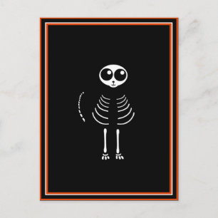 Niedlicher Halloween Cartoon Cat Skeleton Postkarte