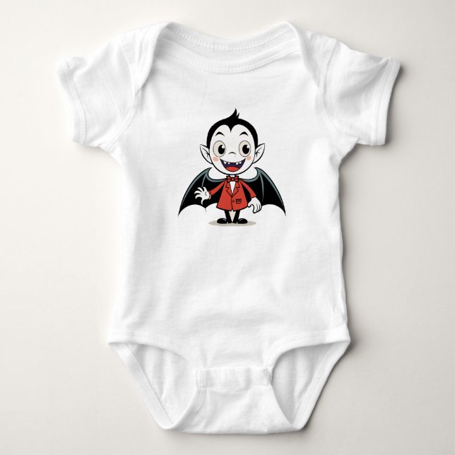 Niedlicher Halloween-Cartoon Vampir-Charakter in R Baby Strampler (Vorderseite)
