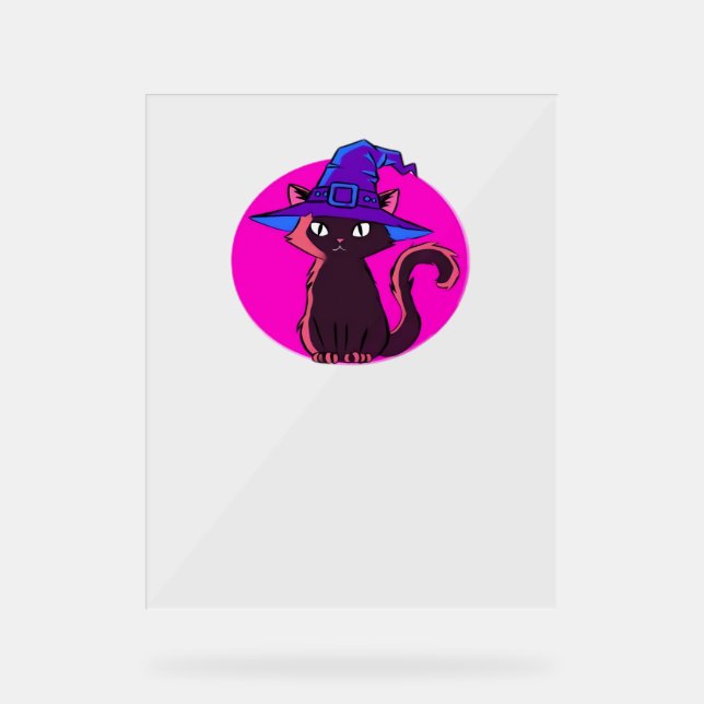 Niedlicher Halloween Cat Oversifizierter T - Shirt Acrylschild (Vorderseite)