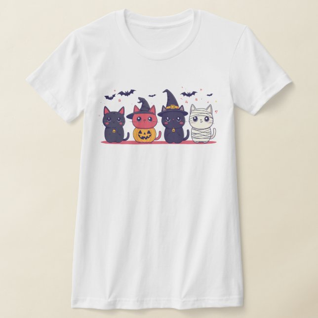 Niedlicher Halloween Cats T - Shirt - Kawaii Hexe, (Ablage )