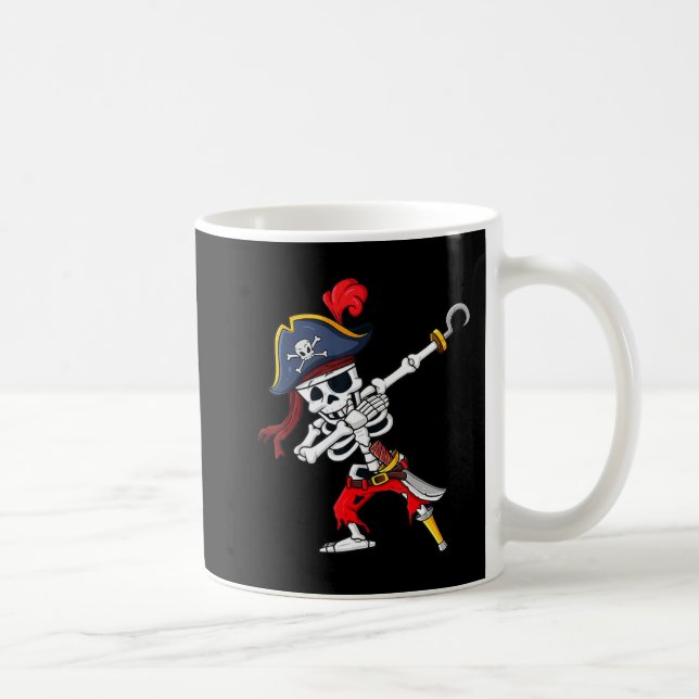 Niedlicher Halloween Dabbing Pirate Skeleton Spaß Kaffeetasse (Rechts)