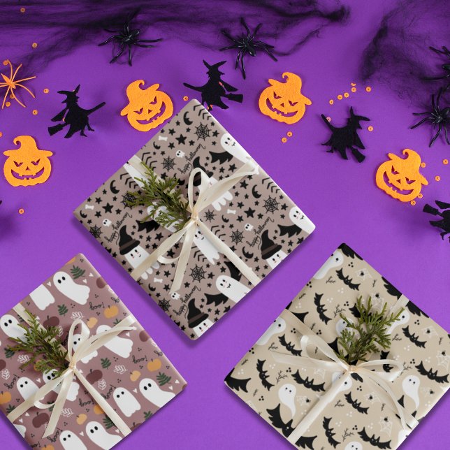 Niedlicher Halloween-Geist Geschenkpapier Set (Cute Halloween spooky ghost Wrapping Paper Sheets)