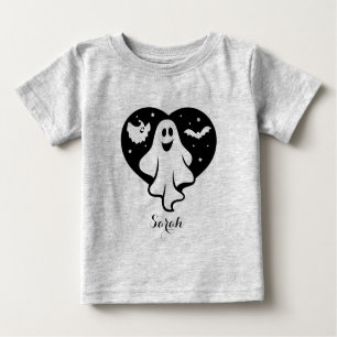 Niedlicher Halloween-Geist mit Herz und Gesicht Baby T-shirt