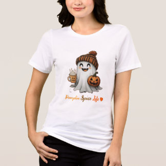 Niedlicher Halloween-Geist mit Pumpkin-GewürzLatte Tri-Blend Shirt