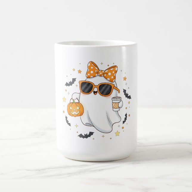 Niedlicher Halloween-Geist mit Pumpkin Kaffeetasse (Mittel)