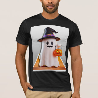 Niedlicher Halloween-Geist mit Pumpkin T-Shirt