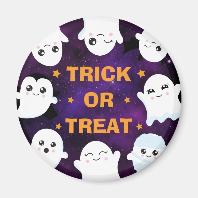 Niedlicher Halloween-Geistertrick oder -Treat Magnet (Vorne)