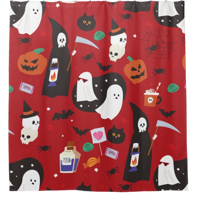 niedlicher Halloween-Giftgrill-Sensenmann Duschvorhang (Vorderseite)