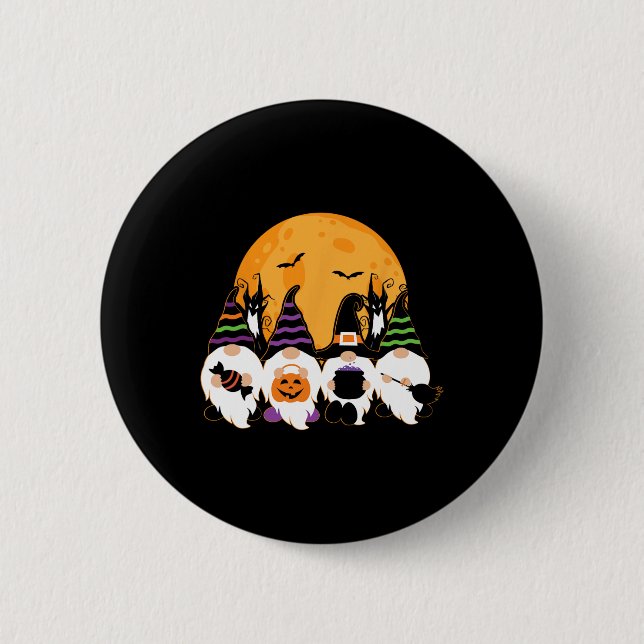 Niedlicher Halloween-Gnome-Spooky-Gartentrick oder Button (Vorderseite)