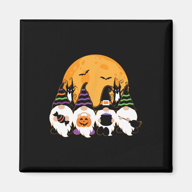 Niedlicher Halloween-Gnome-Spooky-Gartentrick oder Magnet (Vorne)