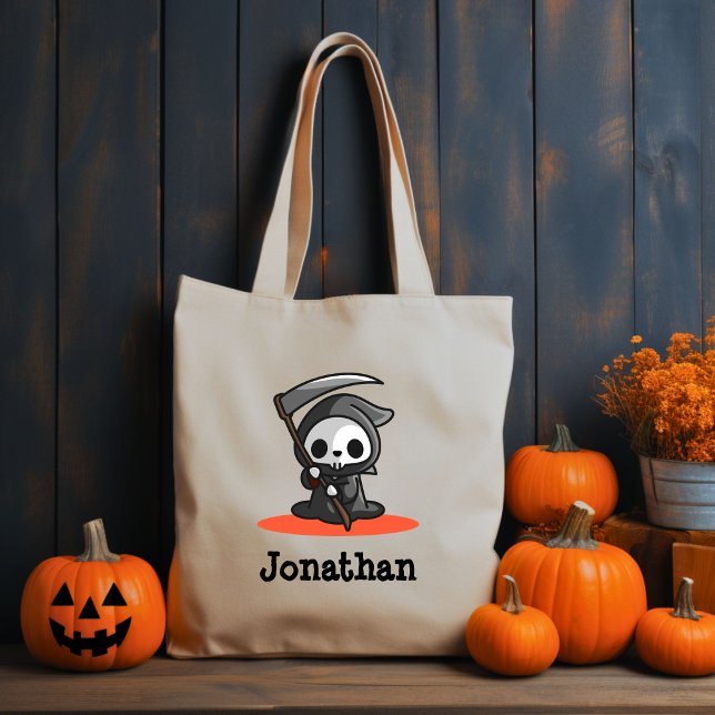 Niedlicher Halloween Grim Sensenmann Ghost Name Tragetasche (Von Creator hochgeladen)