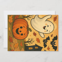Niedlicher Halloween/Herbst-Geist-Kürbis-Cartoon