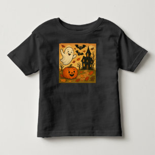 Niedlicher Halloween/Herbst-Geist-Kürbis-Cartoon Kleinkind T-shirt