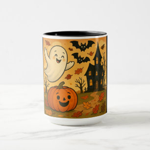 Niedlicher Halloween/Herbst-Geist-Kürbis-Cartoon Tasse