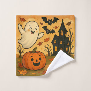 Niedlicher Halloween/Herbst-Geist-Kürbis-Cartoon Waschlappen
