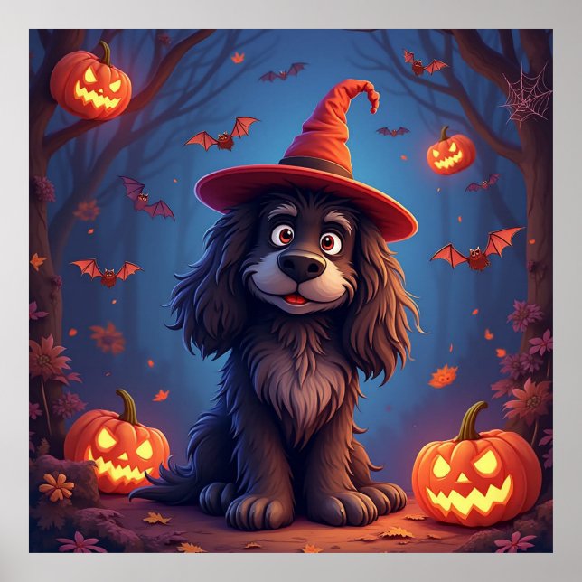 Niedlicher Halloween-Hund Poster (Vorne)