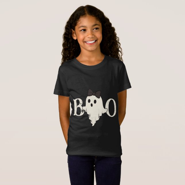 Niedlicher Halloween Kids T - Shirt - "Boo" Geist  (Vorne ganz)