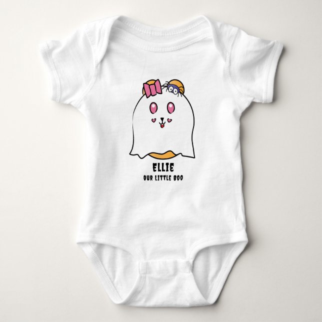 Niedlicher Halloween Little Boo Girl Ghost Individ Baby Strampler (Vorderseite)