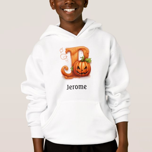 Niedlicher Halloween Monogram Letter J Hoodie (Vorderseite)