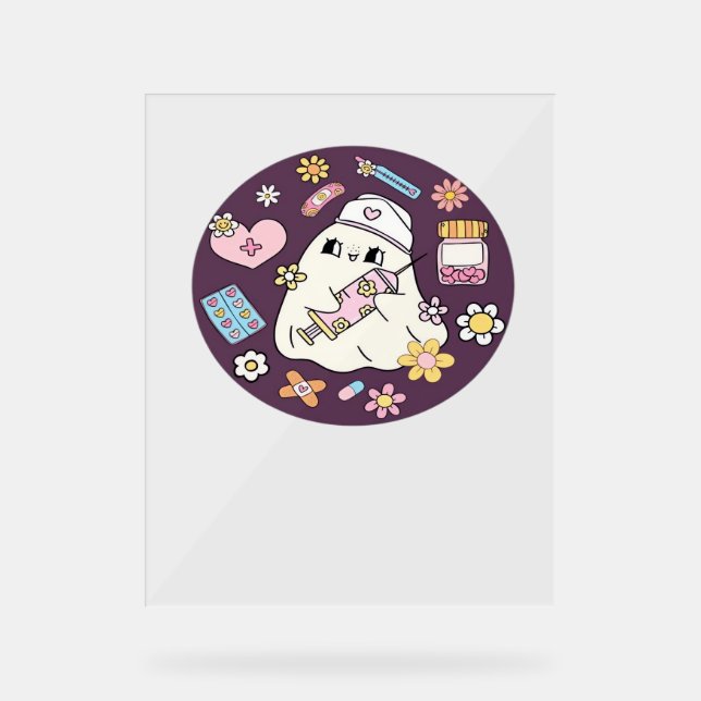 Niedlicher Halloween Nurse Oversifizierter T - Shi Acrylschild (Vorderseite)