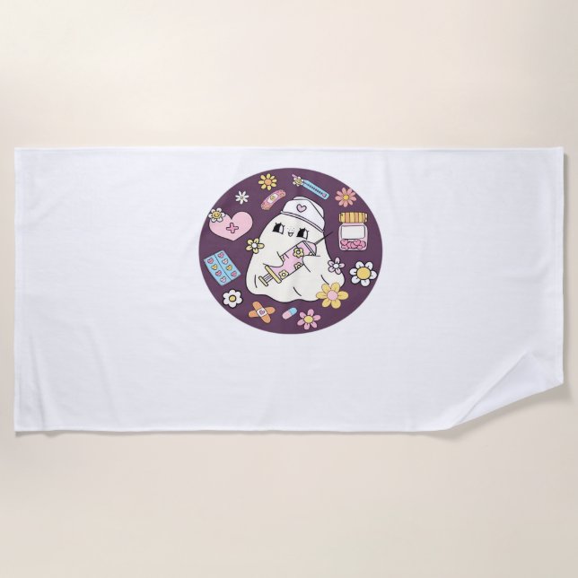 Niedlicher Halloween Nurse Oversifizierter T - Shi Strandtuch (Vorderseite)