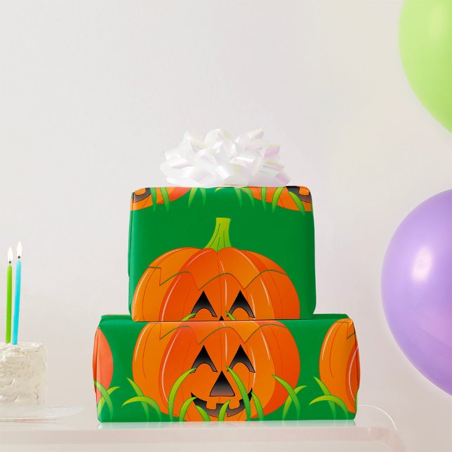 Niedlicher Halloween Pumpkin Jack-O-Lantern Geschenkpapier (Von Creator hochgeladen)