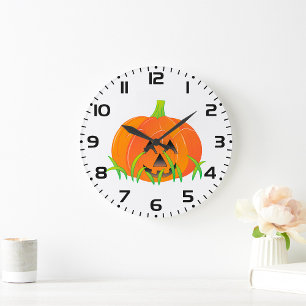 Niedlicher Halloween Pumpkin Jack-O-Lantern Große Wanduhr