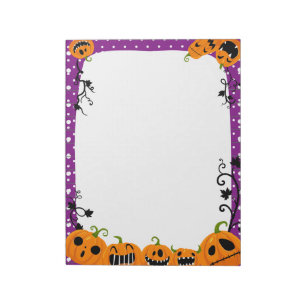 Niedlicher Halloween Pumpkin Lila Polka Dot Notizblock