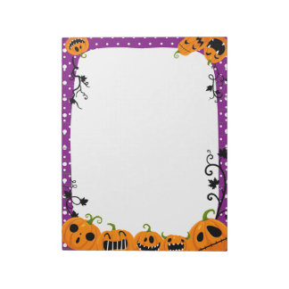 Niedlicher Halloween Pumpkin Lila Polka Dot Notizblock