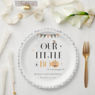 Niedlicher Halloween Pumpkin Little Boo Kindergebu Pappteller